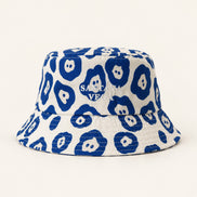Santana Vega Jaguar Bucket Hat in Weiss mit blauem Jaguarprint und Logo-Stickerei